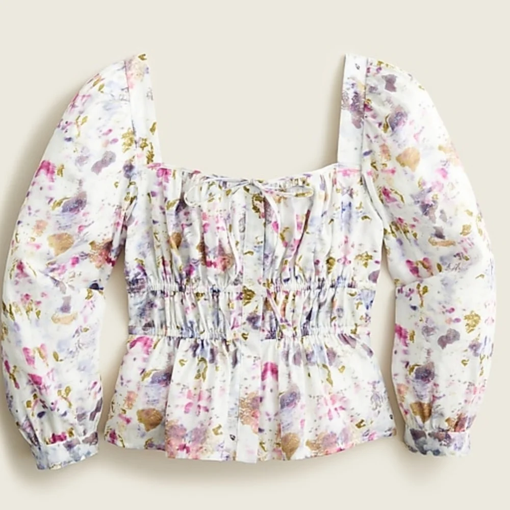 Flora Obscura X J.Crew Cinched Waist Top in Kaleidoscope Floral NWT